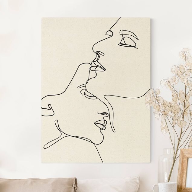 Canvas print gold - Line Art Gentle Faces Black And White