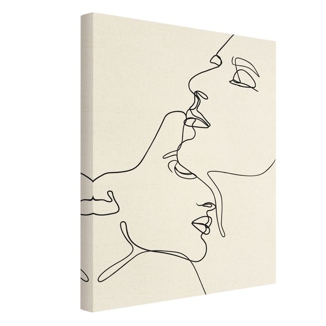Canvas print gold - Line Art Gentle Faces Black And White