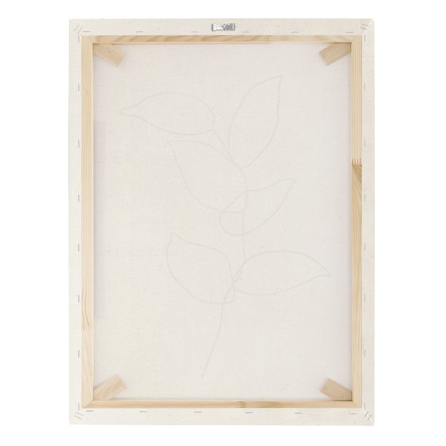 Natural canvas print - Line Art Twig Black And White - Portrait format 3:4