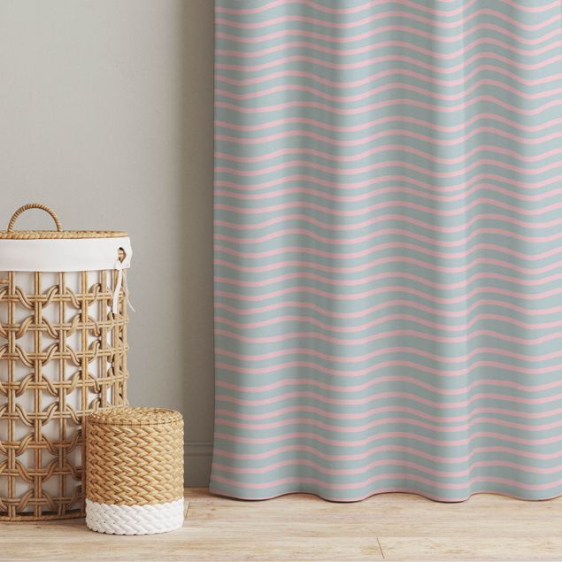 striped drapes Lines In Mint Green And Light Pink