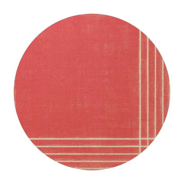 Vinyl Floor Mat round - Lines Meeting On Red
