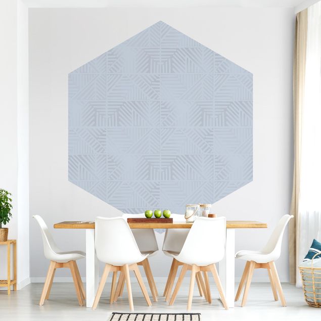 Self-adhesive hexagonal pattern wallpaper - Line Pattern Stamp In Blue