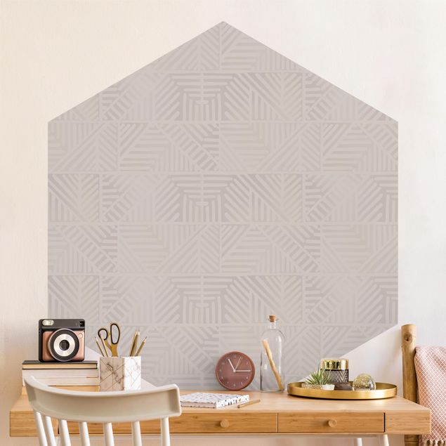 Wallpapers Line Pattern Stamp In Taupe