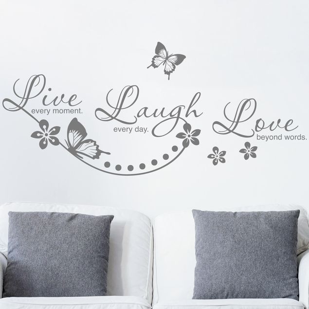 Wall stickers quotes Live Laugh Love Flowers & Butterflies