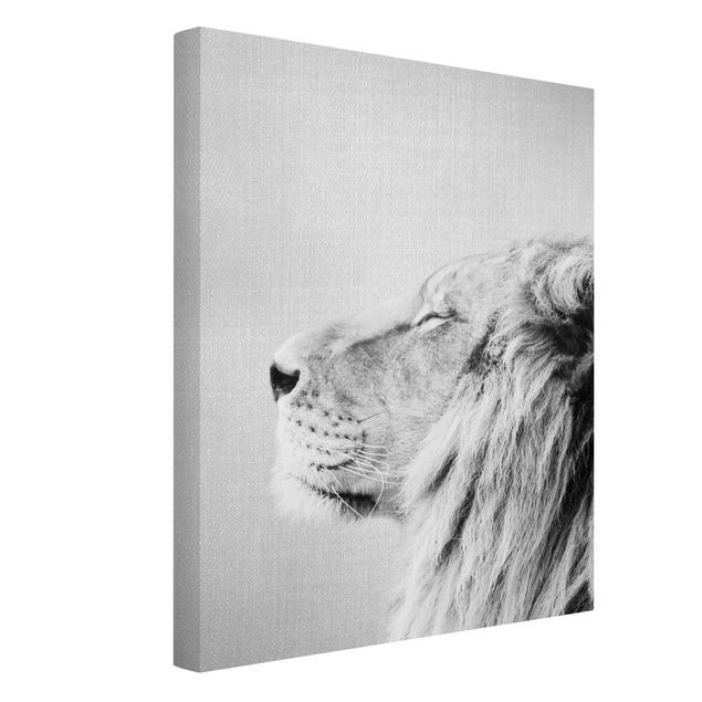 Canvas print - Lion Leopold Black And White - Portrait format 3:4