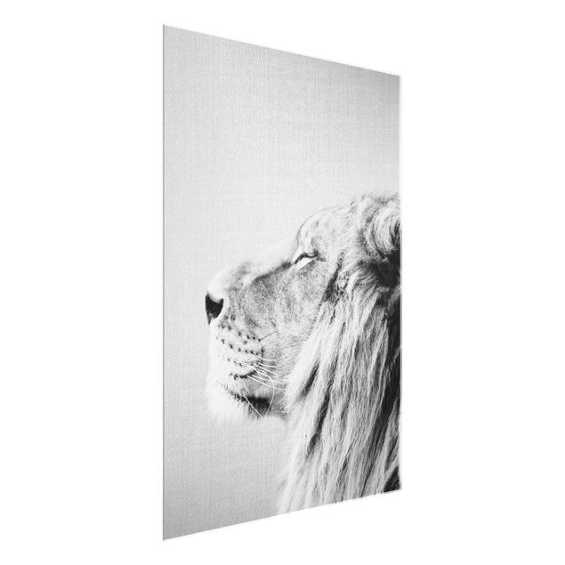 Glass print - Lion Leopold Black And White