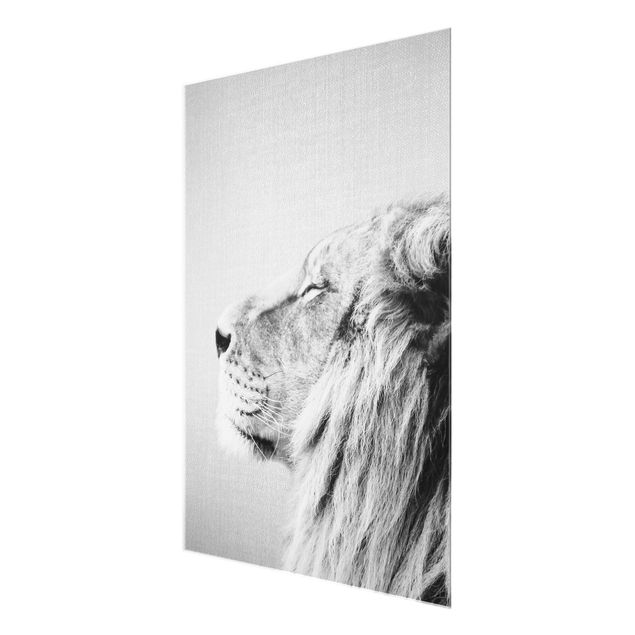Glass print - Lion Leopold Black And White