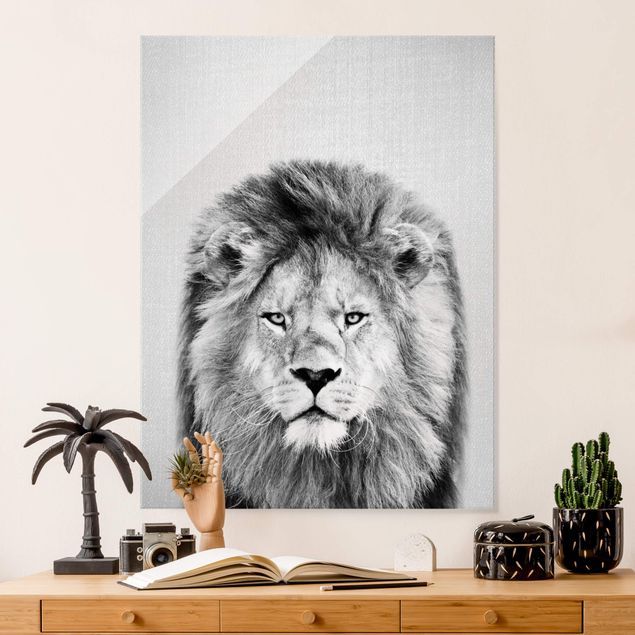 Glas Magnetboard Lion Linus Black And White
