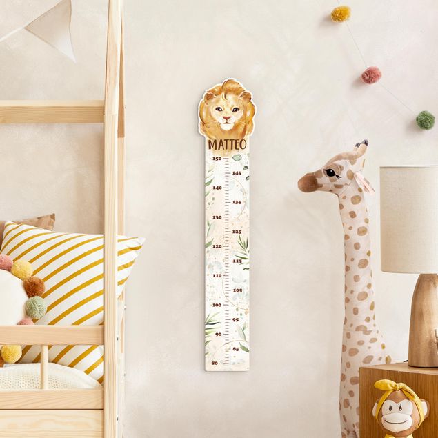 Wooden height chart for kids - Lion with custom name