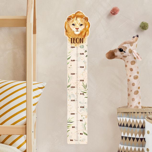 Wall stickers height measure bar Lion with custom name