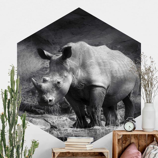 Hexagonal wallpapers Lonesome Rhinoceros