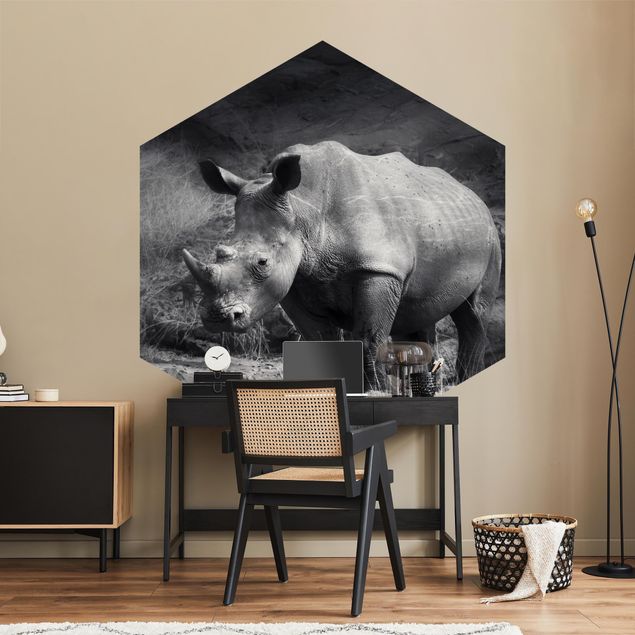 Self-adhesive hexagonal pattern wallpaper - Lonesome Rhinoceros