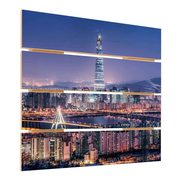 Print on wood - Lotte World Tower At Night