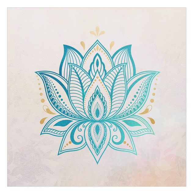 Window decoration - Lotus Illustration Mandala Gold Blue