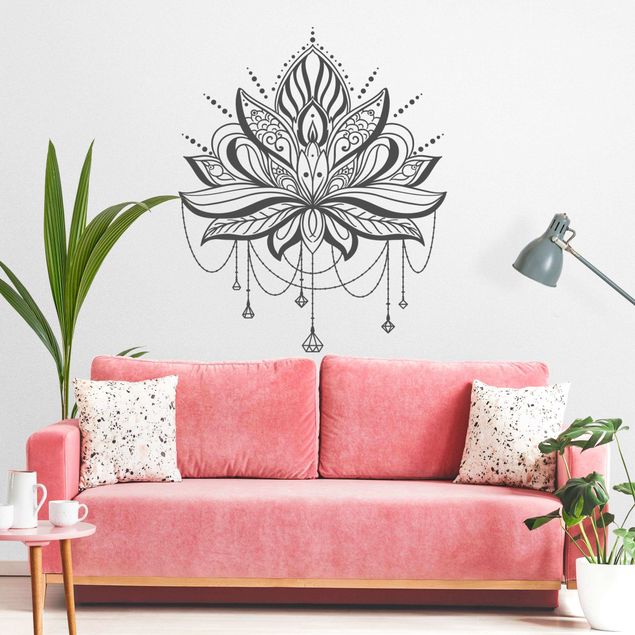 Wall stickers feather Lotus mit Ketten