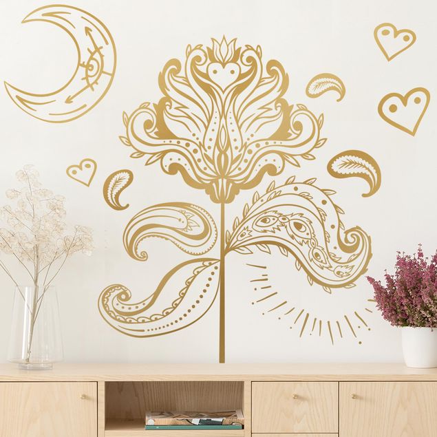 Leaf wall stickers Lotus With Moon And Hearts