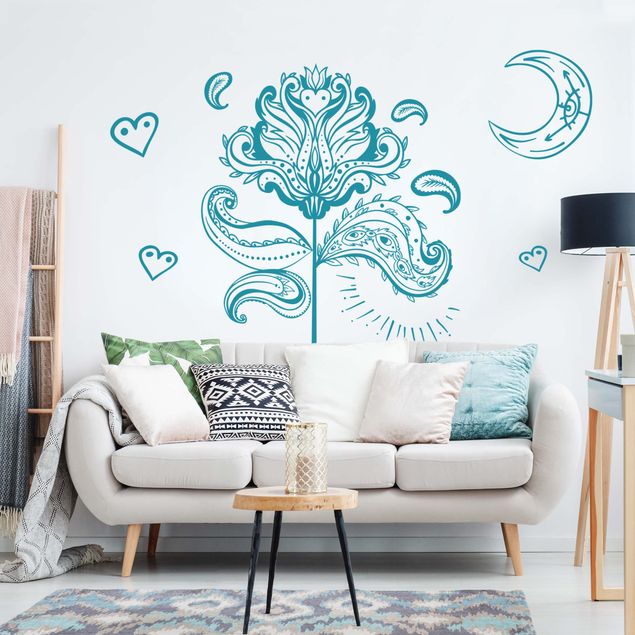 Wall stickers Lotus With Moon And Hearts