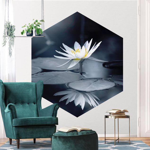 Self-adhesive hexagonal pattern wallpaper - Lotus Reflection In The Water