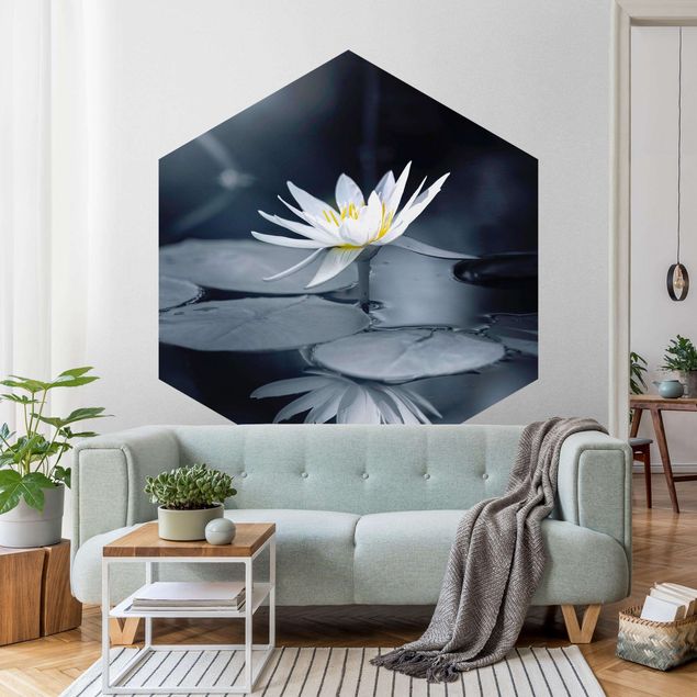 Self-adhesive hexagonal pattern wallpaper - Lotus Reflection In The Water