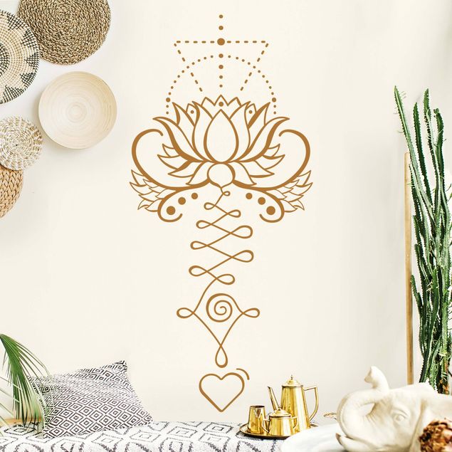 Wall sticker - Lotus Unalome With Heart