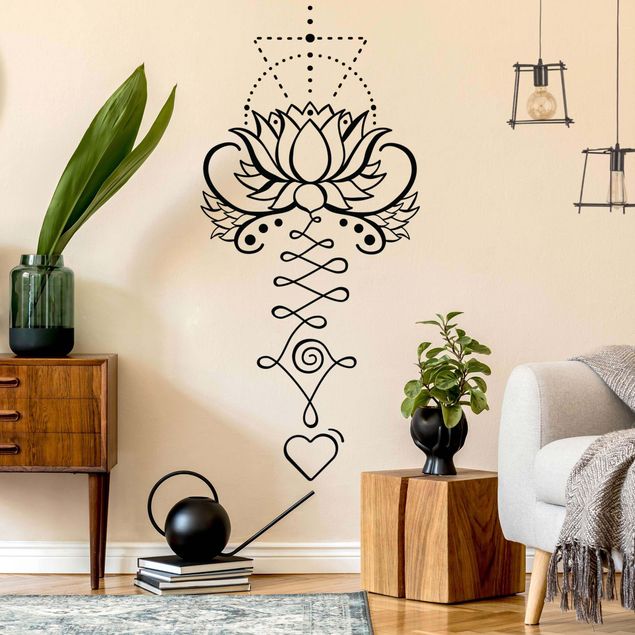 Wall art stickers Lotus Unalome With Heart