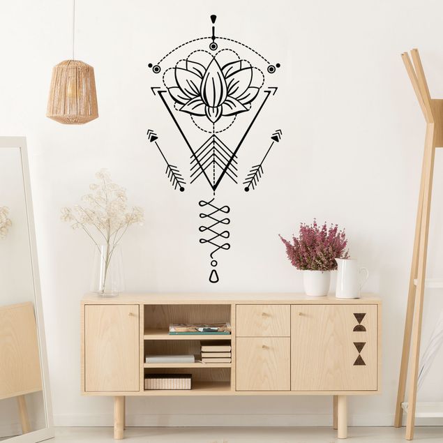 Spiritual wall art stickers Lotus Unalome With Arrows