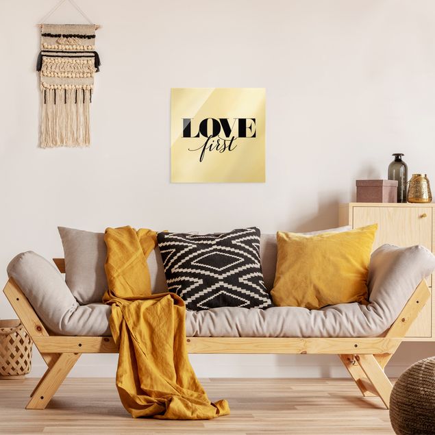 Glass print - Love first - Square