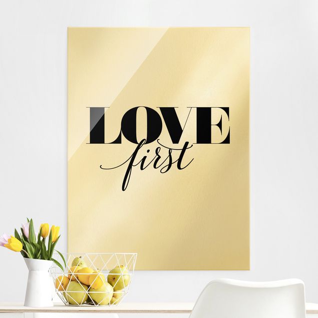 Glas Magnetboard Love first