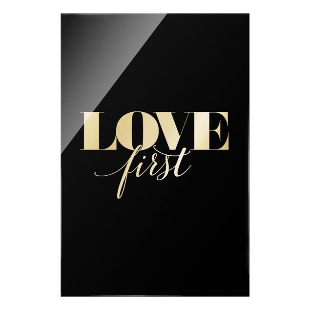 Glass print - Love first Black - Portrait format