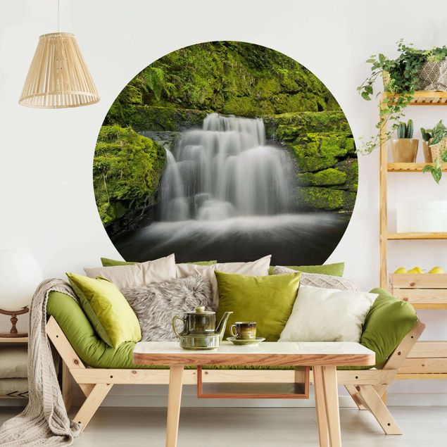 Self-adhesive round wallpaper - Lower Mclean Falls In New Zealand