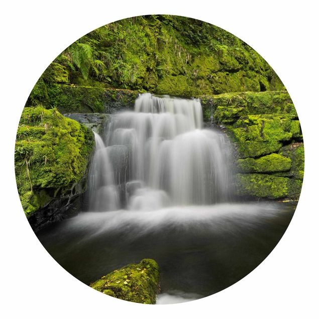 Self-adhesive round wallpaper - Lower Mclean Falls In New Zealand