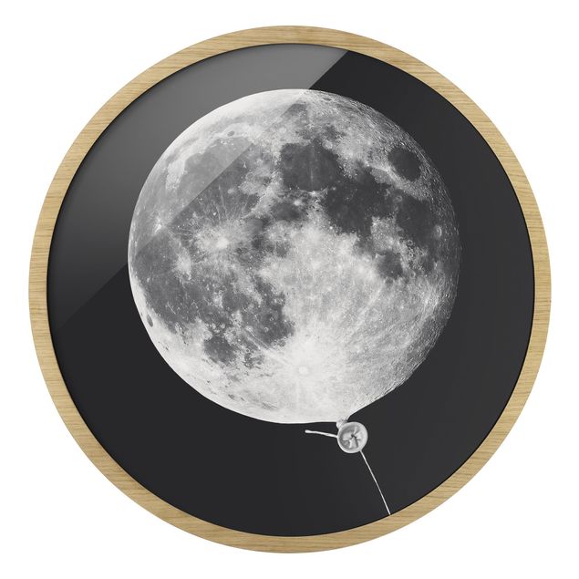Circular framed print - Balloon With Moon