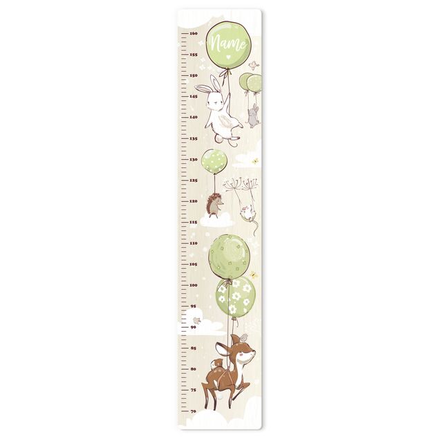 Children's height chart - Balloon clouds animals with custom name