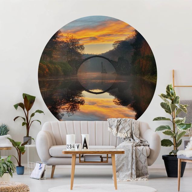 Self-adhesive round wallpaper - Fairytale Bridge
