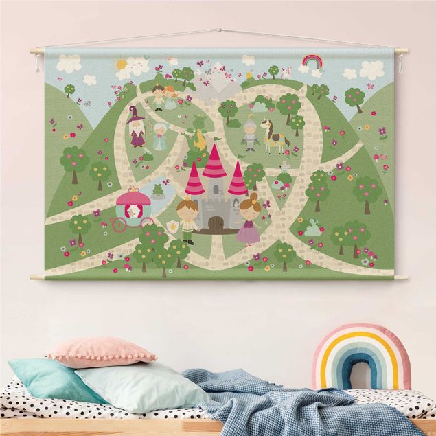 modern tapestry wall hanging Wonderland - The Path To The Castle
