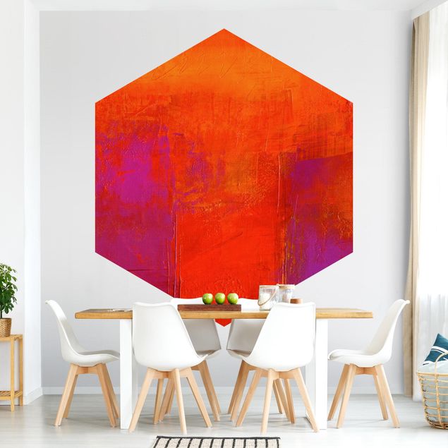 Self-adhesive hexagonal pattern wallpaper - Magenta Energy