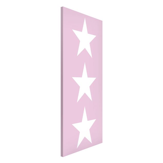 Magnetic memo board - Big White Stars on Pink
