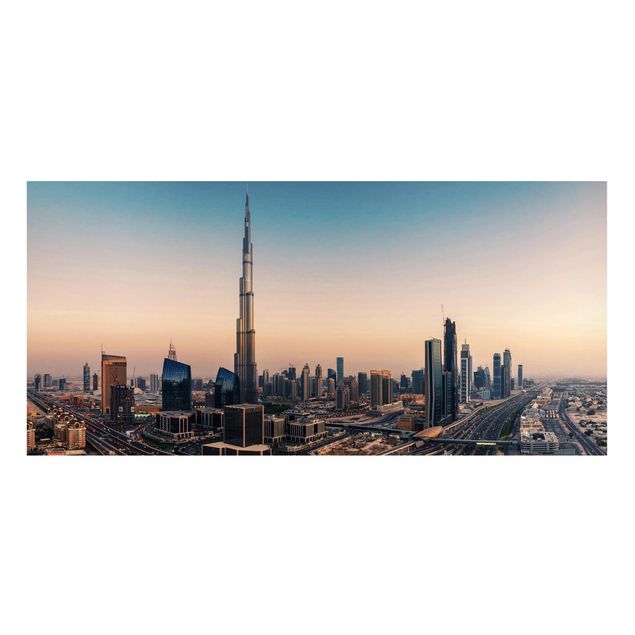 Magnettafel - Abendstimmung in Dubai - Memoboard Panorama Querformat 1:2