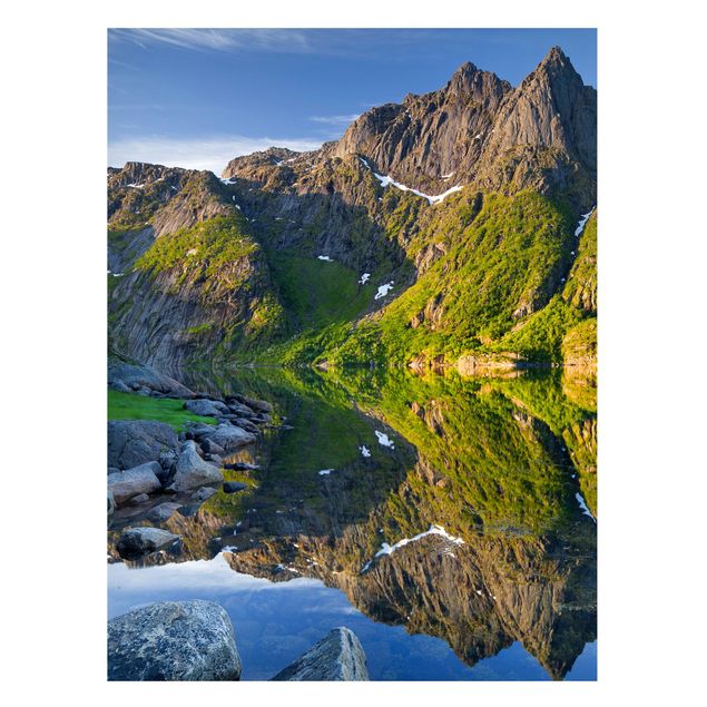 Magnetic memo board - Mountain Landscape With Water Reflection In Norway