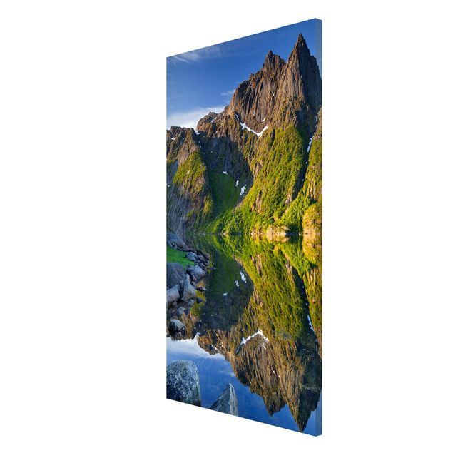 Magnetic memo board - Mountain Landscape With Water Reflection In Norway