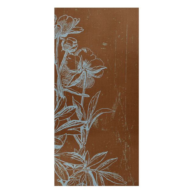 Magnetic memo board - Blue Sketch Of A Flower