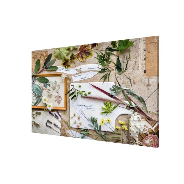 Magnetic memo board - Flowers And Garden Herbs Vintage