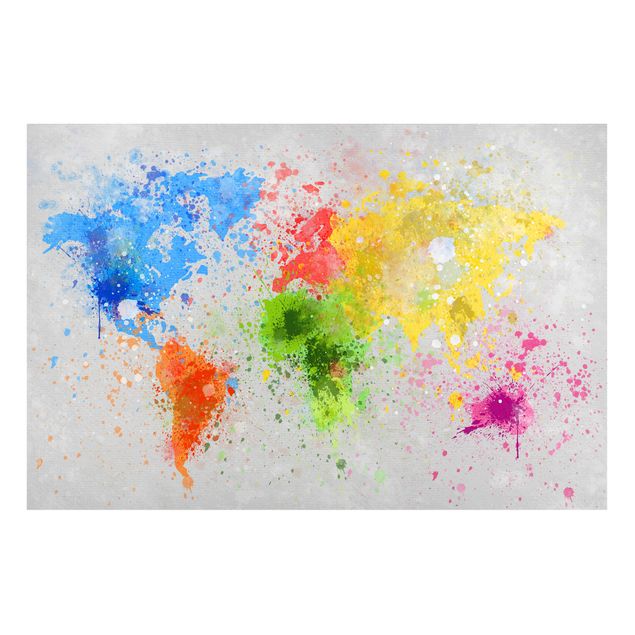 Magnetic memo board - Colourful Splodges World Map