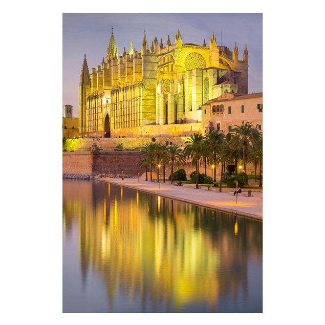 Magnetic memo board - Catedral De Mallorca Water Reflection