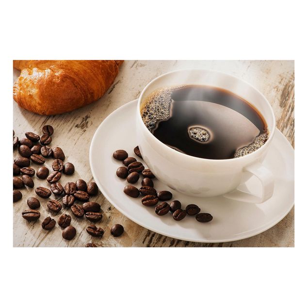 Magnetic memo board - Steaming coffee cup with coffee beans