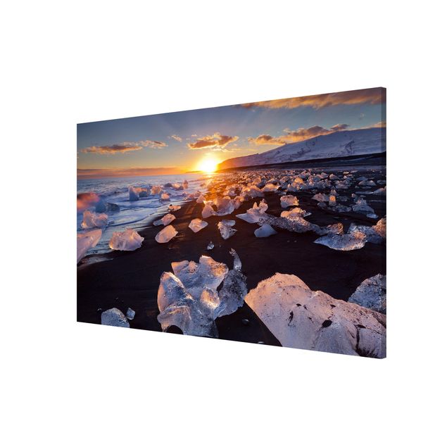 Magnetic memo board - Chunks Of Ice On The Beach Iceland