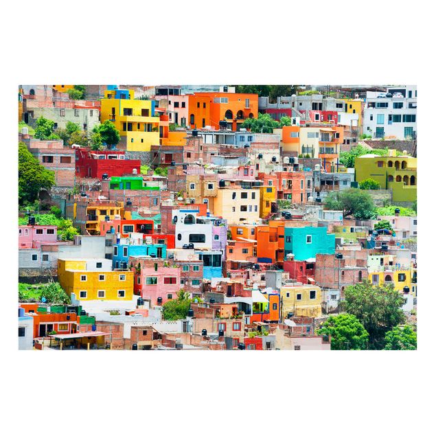 Magnetic memo board - Coloured Houses Front Guanajuato