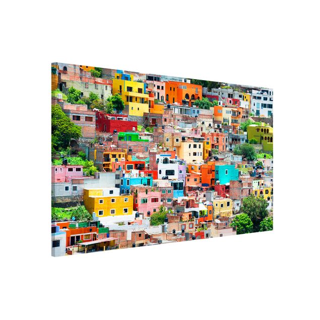 Magnetic memo board - Coloured Houses Front Guanajuato