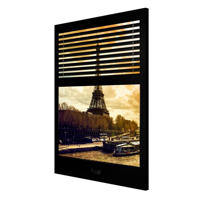 Magnetic memo board - Window View Blinds - Paris Eiffel Tower sunset