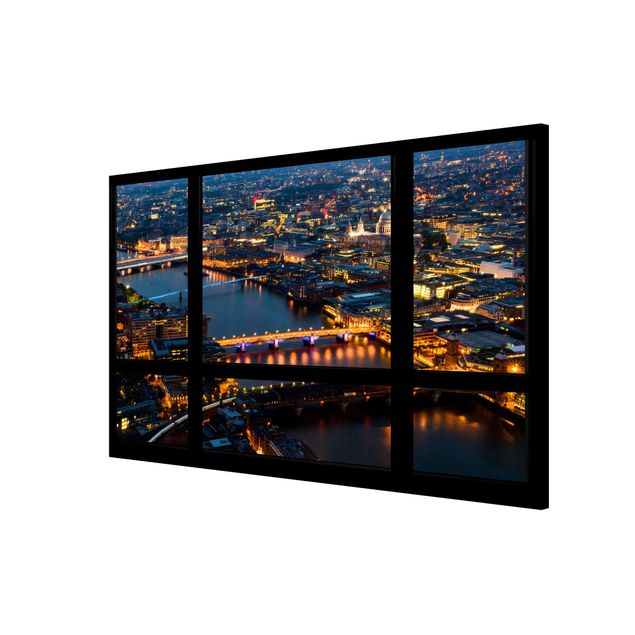 Magnetic memo board - Window view of London's skyline with bridge